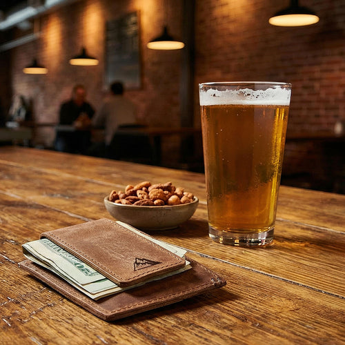 Card Clip Wallet – Slim Brown Leather Wallet with Magnetic Money Clip